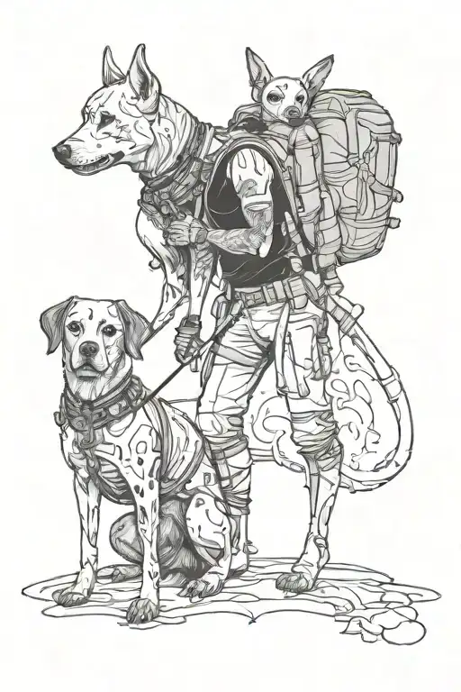 Fully Body Skeletal Adventurer With Dog Companion