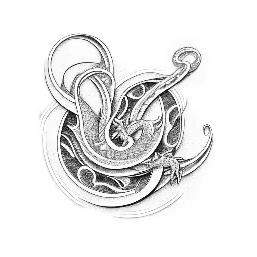 Musical Notes Intertwined With Japanese Dragon