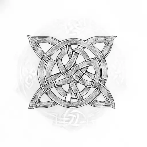 Celtic Knot Work With Dragon Black Ink Shaded
