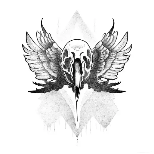 Raven Holding A Raven Skull In Its Claws