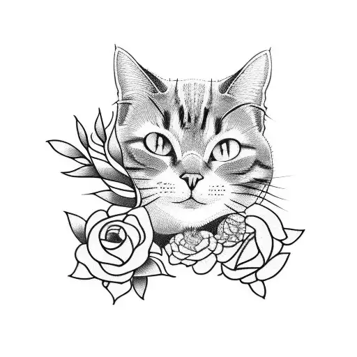 Flowers With Cat