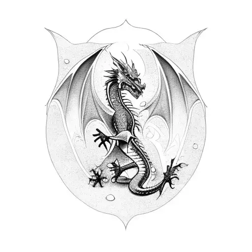 Medieval Dragon With Crystals