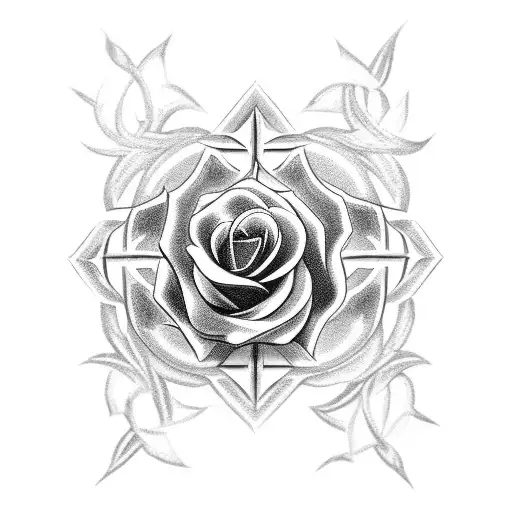 Christian Cross With Rose Thorns