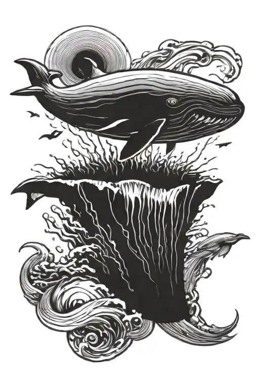 Smiling Half Sperm Whale Half Thermonuclear Missile Falling