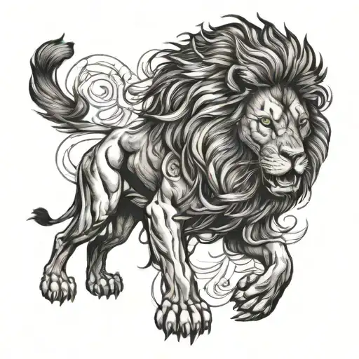 Create An Image Of A Lion Fighting With The Words Who Jah Bless No Man Curse