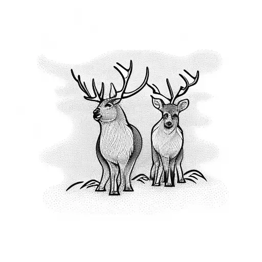 Buck And Baby Doe Walking Together