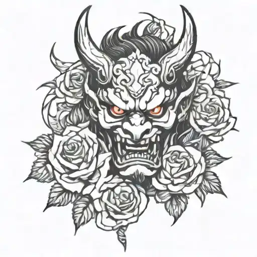 Oni With Rose Surrounding It