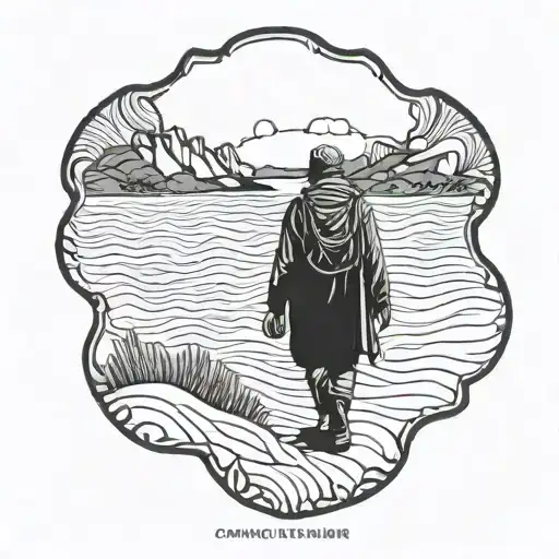 Camino De Santiago Male Walking In Scallop Shell