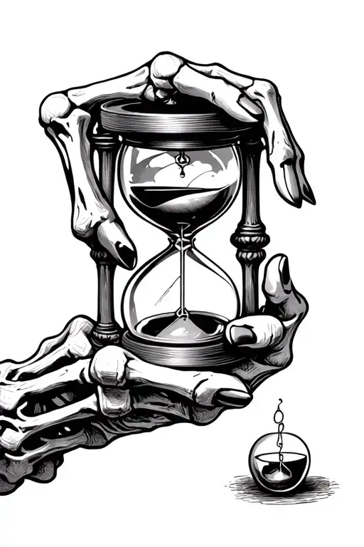 Skeletal Hand Holding Hourglass