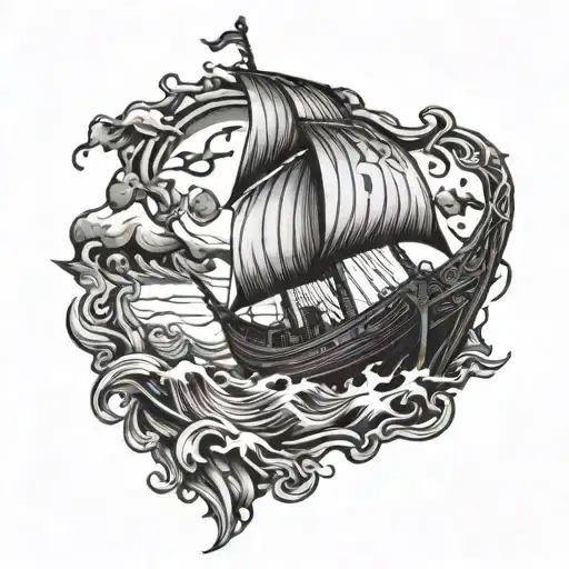 Broken Viking Ship With Broken Planks