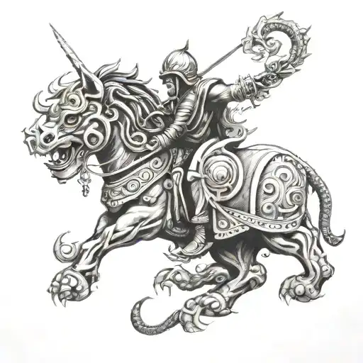 Spartan And Elephant And Dragon