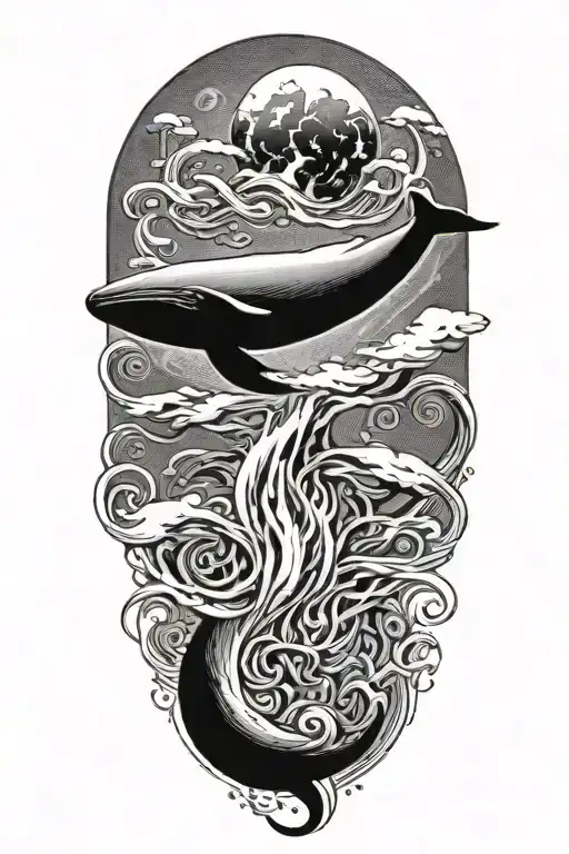 Smiling Half Sperm Whale Half Thermonuclear Missile Falling