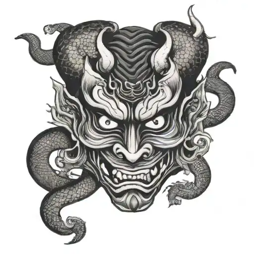 Kaeru Hannya Mask With Snake