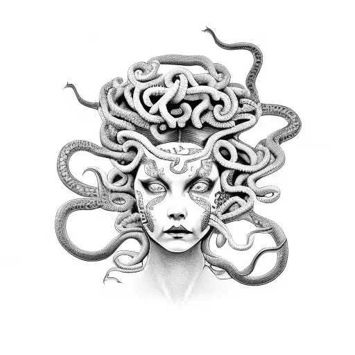 Tribal Facepaint Medusa With Dragons Instead Of Snakes