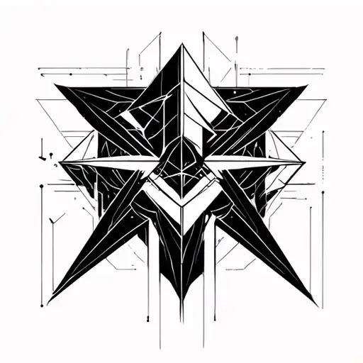 A Minimalist Small Geometric Design Resembling The League Of Legends Nexus In Black