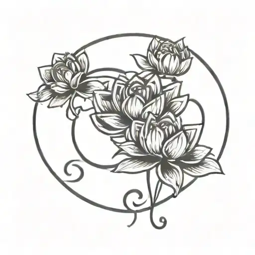 Money Symbol With Roses And Lotus Flower Blooming