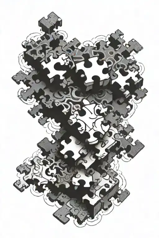 3D Puzzle Pieces Scattered