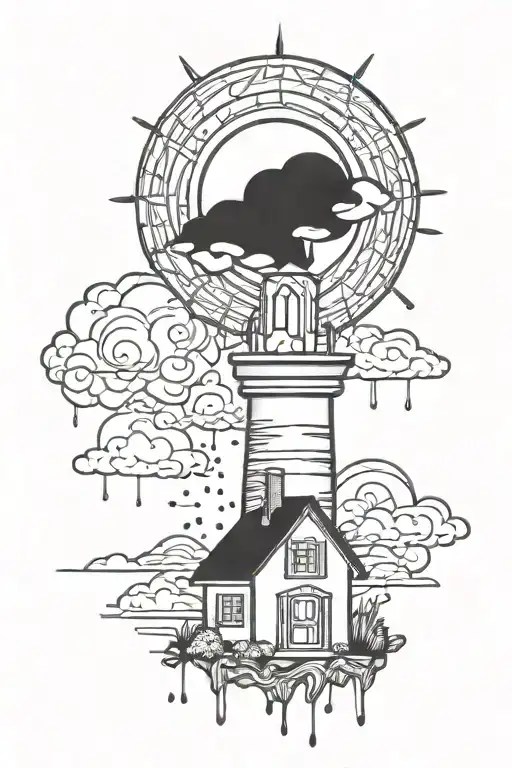 House Light Sun Rain Cloud Candle