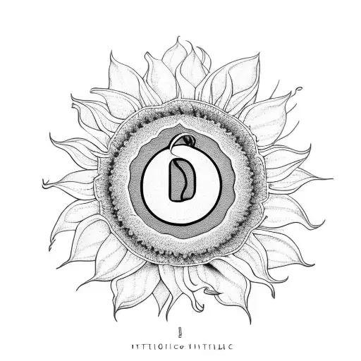 A Delicate D Initial Intertwined With A Vibrant Sunflower