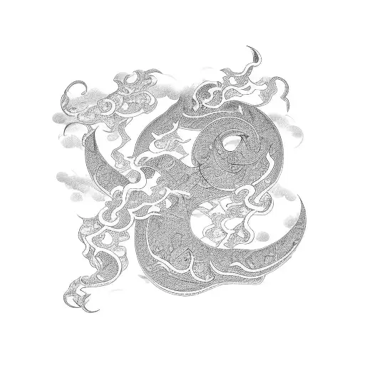 A Combination Of Asian Calligraphy And Feminine Symbols Forming A Unique Tattoo Design