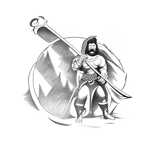 A Barbarian Holding A Sword