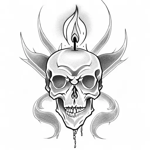 Demon With Candle And Skull