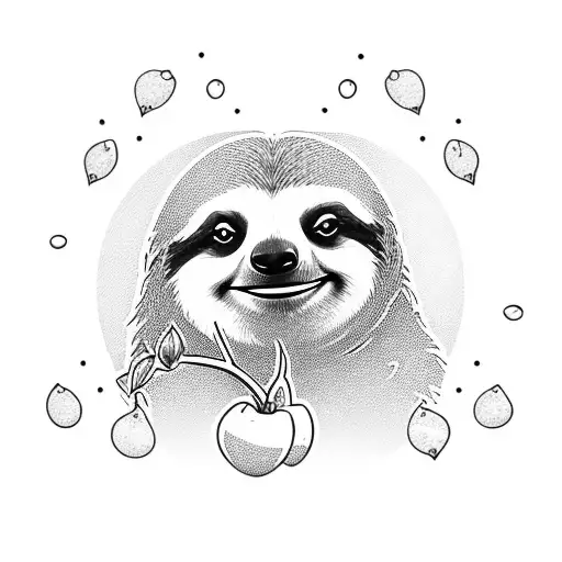 Cartoon Sloth Holding Red Diamonds And Cherries