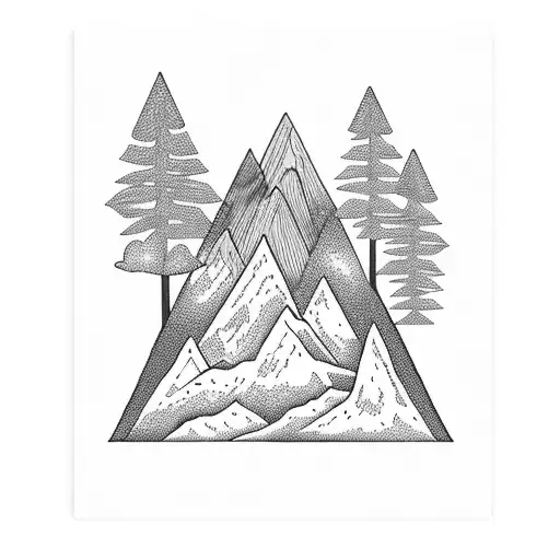 Forest With Mountains And Dog