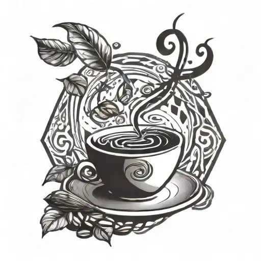 A Geometric Design Incorporating Musical Notes And Coffee Beans