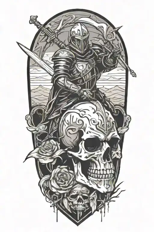 Knight With A Skull Face Fading Away Creating Dream Like Environment