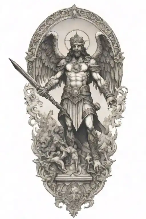 Saint Michel Slaying Demons