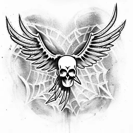 Skull And Wings And Spider And Celtic