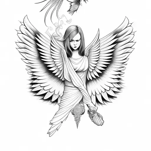 Guardian Angel With Wings Spread Wide