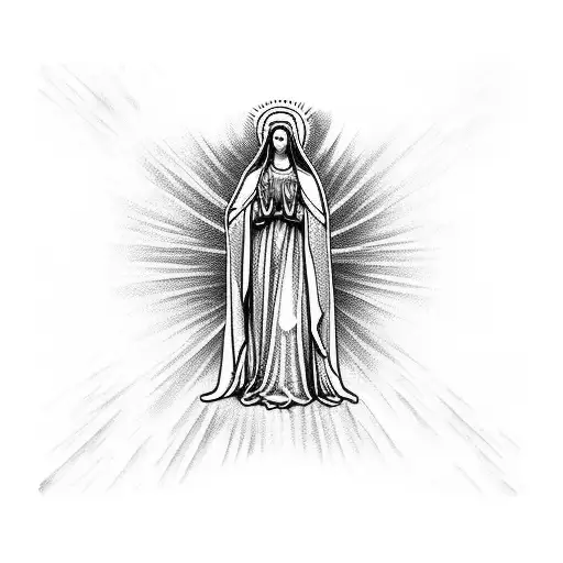 Virgin Mary With Hands And The Name Leyah D'vine On The Hands