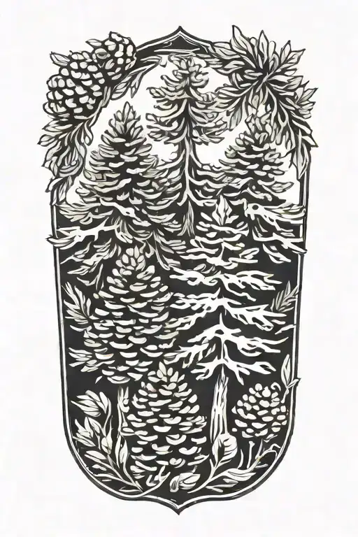 Small Pinecones And Pine Trees
