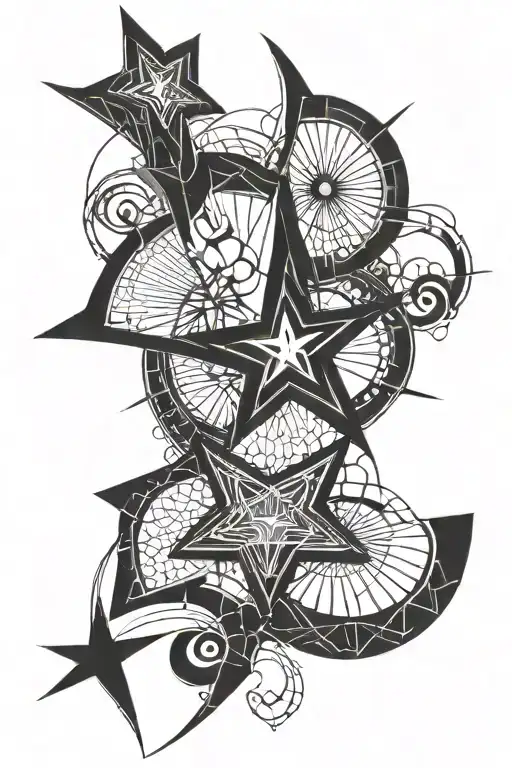 Cyber Sigilism Left Side Of Ribs That Incorporates A Star