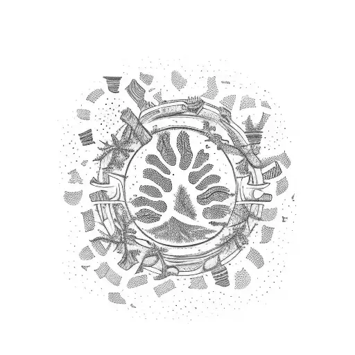 A Coffee Cup With A Trail Of Footprints Leading Into A Dense Forest