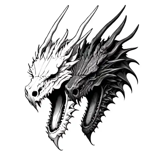 Dragon Skulls Facing Each Other