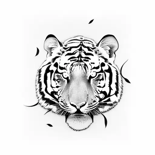 A Nature-inspired Tattoo Featuring A Tiger Blending Into A Mountainous Landscape