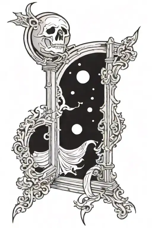 A Moon Over A Ghost Over A Door Open In Gothic Style
