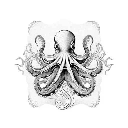 An Intricate Blackwork Design Of An Octopus Representing The Interconnectedness Of All Beings