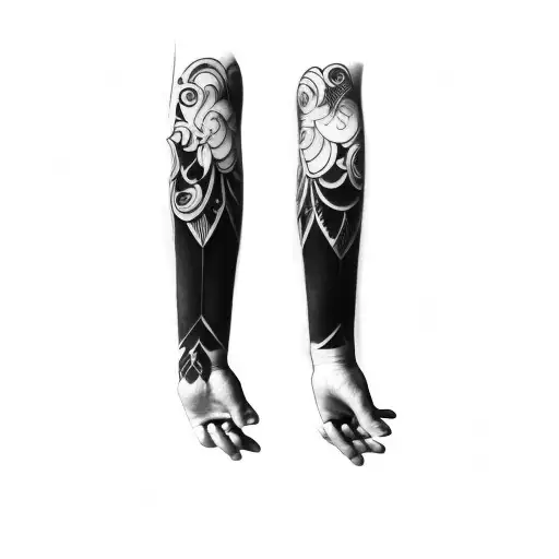 A Pair Of Black And White Sleeved Arms