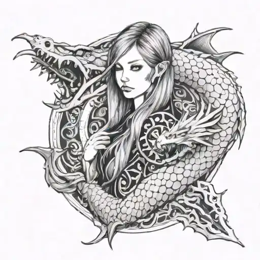 Girl With Long Hair And Blue Eyes White Dragon