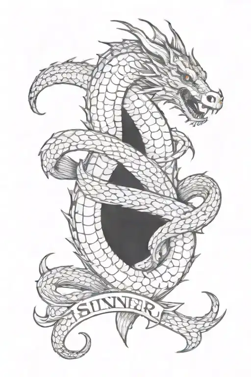Sinner Written With Dragon Flying
