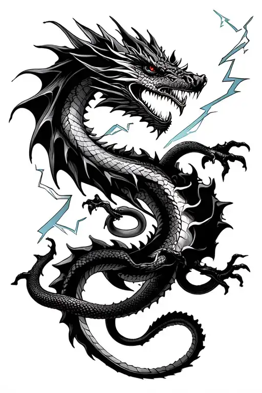 Dragon Intertwined With Snakes And Lightning