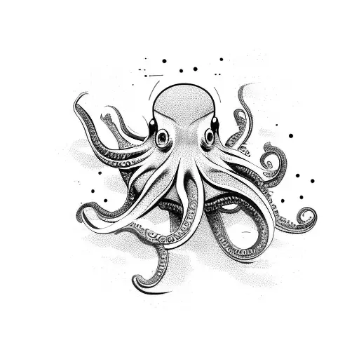 A Retro-futuristic Octopus Playing A Video Game