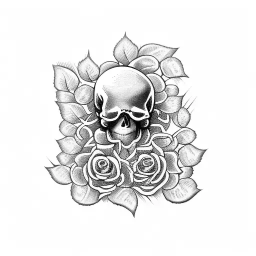 Skulls Intertwined With Rose Vines
