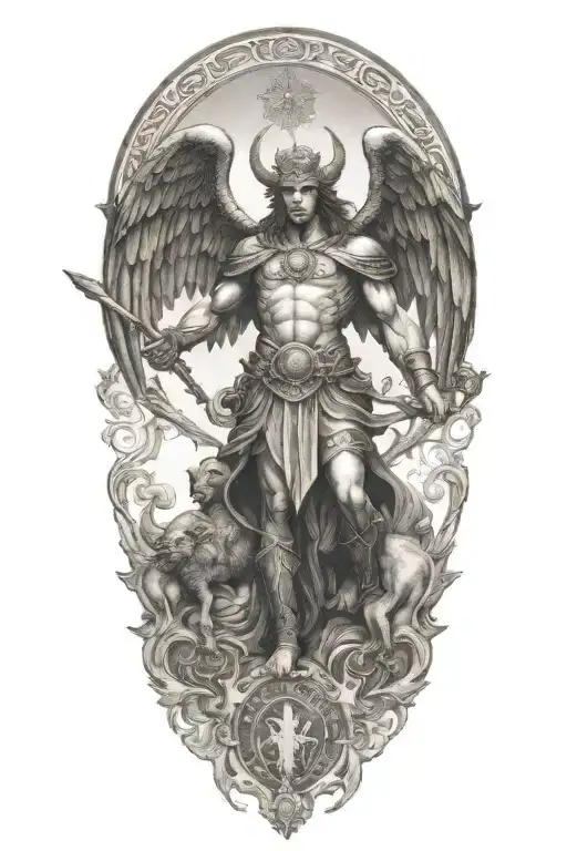 Saint Michel Slaying Demons