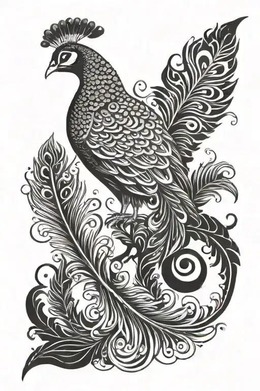 Peacock Feather And In Between Krishna Playing Flute