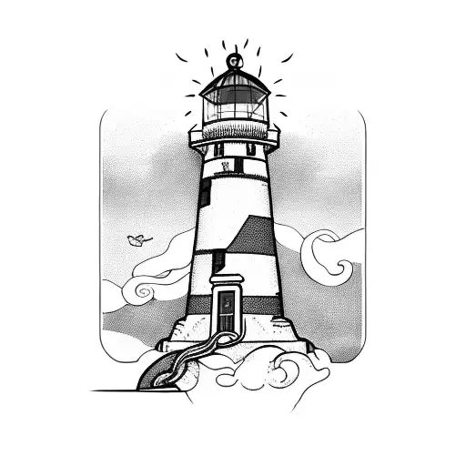Lighthouse With Snake Around